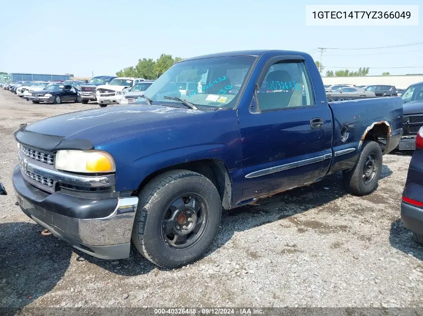 2000 GMC Sierra 1500 Sle VIN: 1GTEC14T7YZ366049 Lot: 40326488