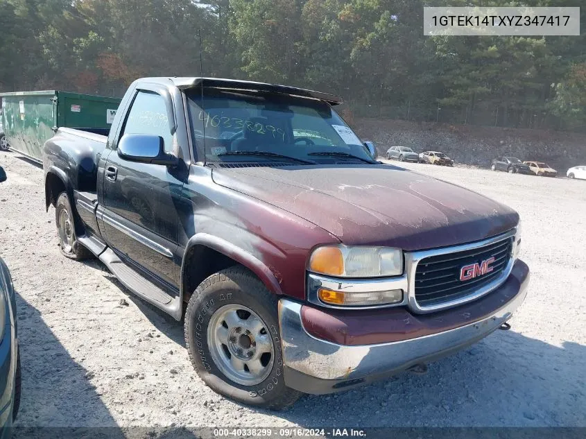 2000 GMC Sierra 1500 Sle VIN: 1GTEK14TXYZ347417 Lot: 40338299