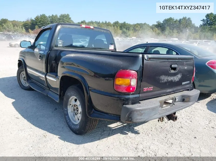 2000 GMC Sierra 1500 Sle VIN: 1GTEK14TXYZ347417 Lot: 40338299