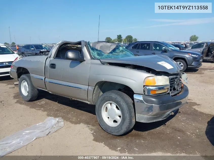 2000 GMC Sierra 1500 Sl VIN: 1GTEK14T9YZ113558 Lot: 40377907