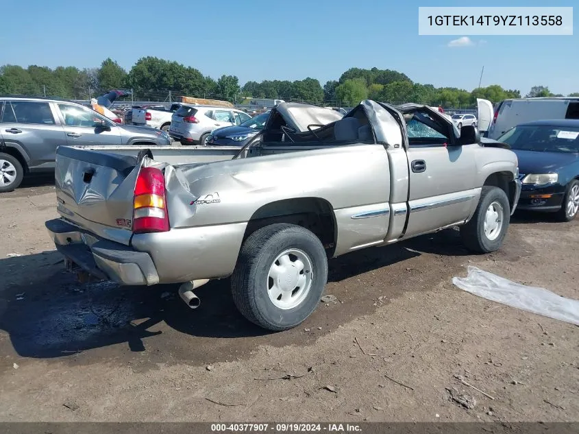 2000 GMC Sierra 1500 Sl VIN: 1GTEK14T9YZ113558 Lot: 40377907