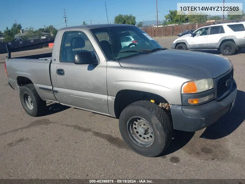 2000 GMC Sierra 1500 Sl VIN: 1GTEK14W4YZ122503 Lot: 40396978