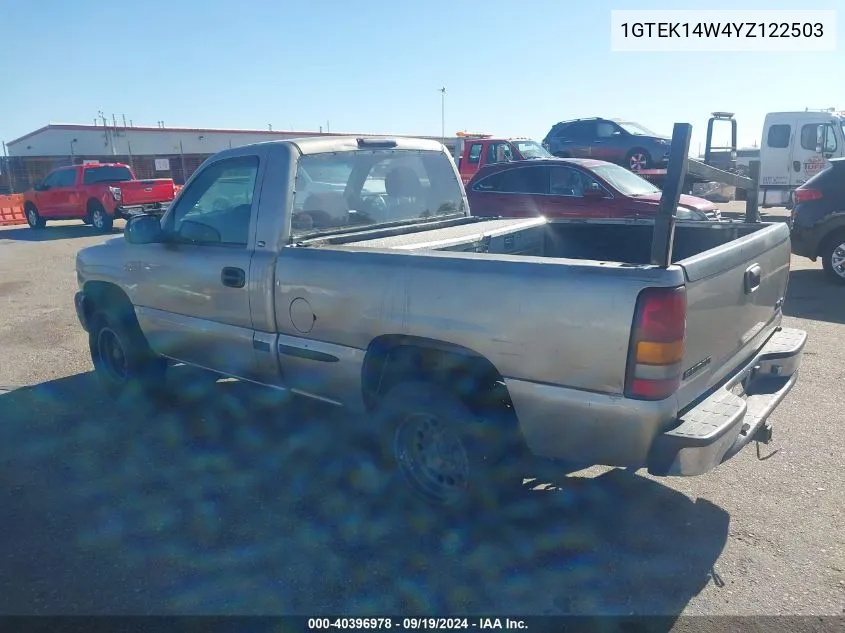 2000 GMC Sierra 1500 Sl VIN: 1GTEK14W4YZ122503 Lot: 40396978