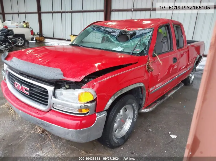 2000 GMC Sierra 1500 Sle VIN: 1GTEC19T9YZ155105 Lot: 40438983