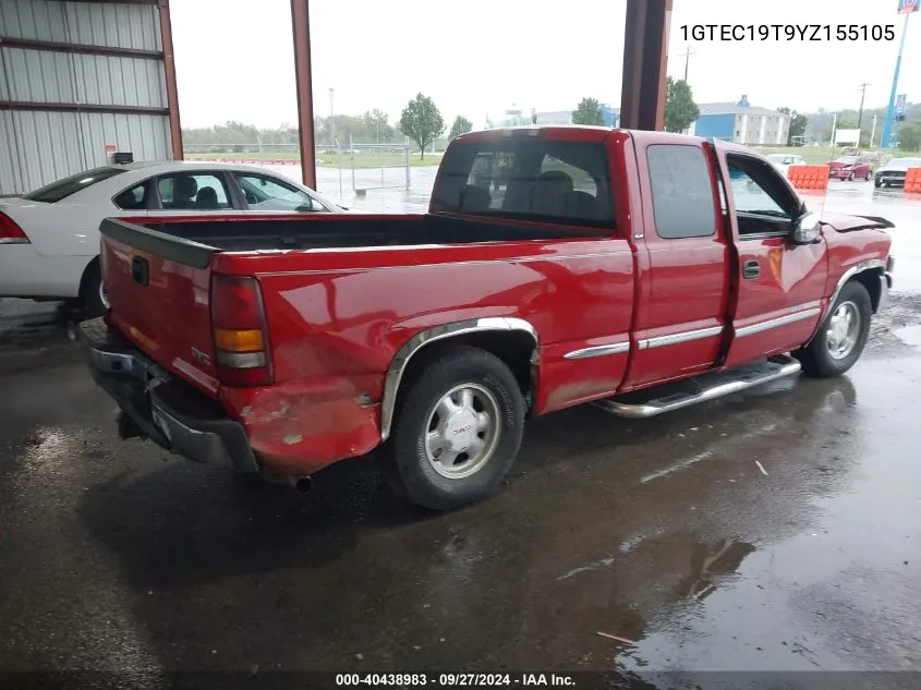 2000 GMC Sierra 1500 Sle VIN: 1GTEC19T9YZ155105 Lot: 40438983