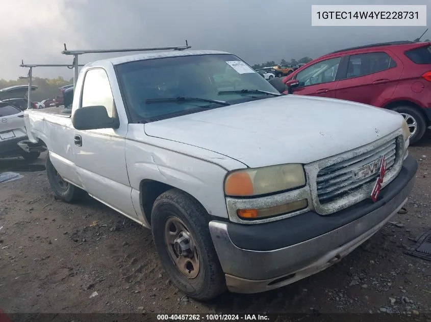 2000 GMC New Sierra C1500 VIN: 1GTEC14W4YE228731 Lot: 40457262