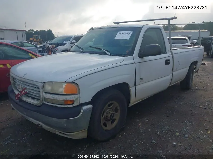 2000 GMC New Sierra C1500 VIN: 1GTEC14W4YE228731 Lot: 40457262