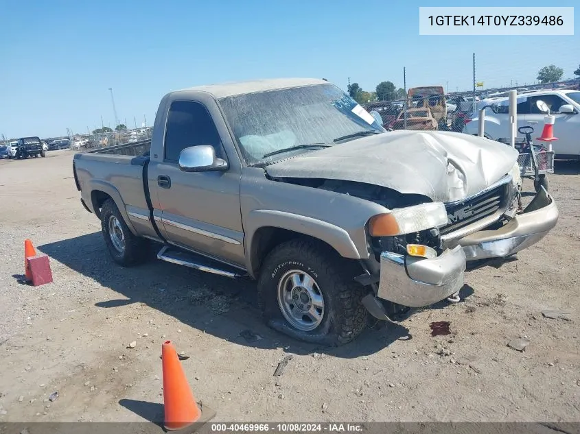 2000 GMC Sierra 1500 Sle VIN: 1GTEK14T0YZ339486 Lot: 40469966