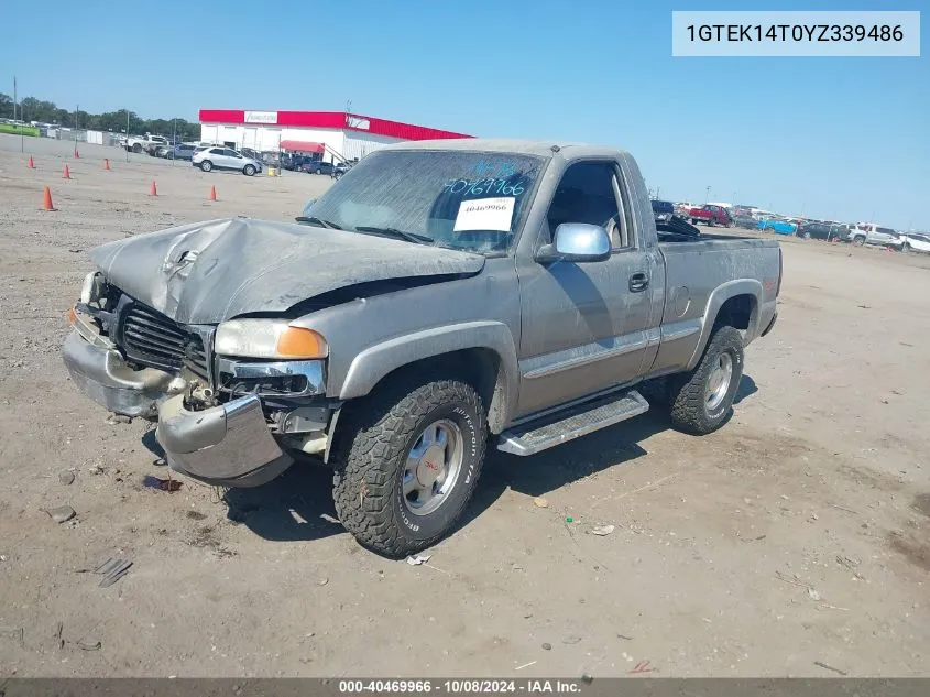 2000 GMC Sierra 1500 Sle VIN: 1GTEK14T0YZ339486 Lot: 40469966