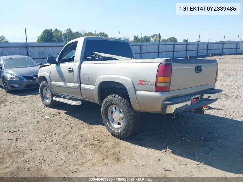 2000 GMC Sierra 1500 Sle VIN: 1GTEK14T0YZ339486 Lot: 40469966