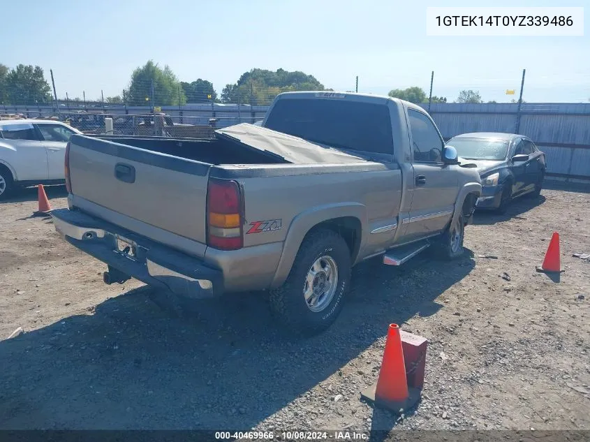 2000 GMC Sierra 1500 Sle VIN: 1GTEK14T0YZ339486 Lot: 40469966