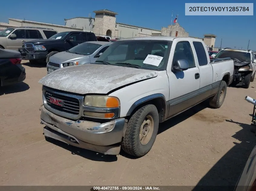 2000 GMC Sierra 1500 Sle VIN: 2GTEC19V0Y1285784 Lot: 40472755