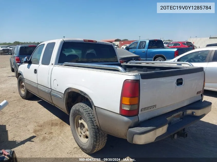 2000 GMC Sierra 1500 Sle VIN: 2GTEC19V0Y1285784 Lot: 40472755