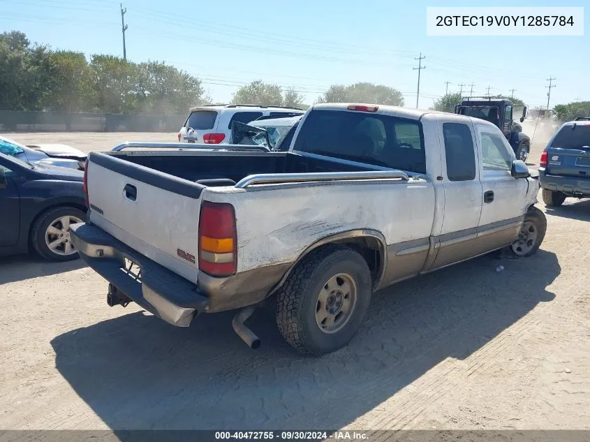 2000 GMC Sierra 1500 Sle VIN: 2GTEC19V0Y1285784 Lot: 40472755