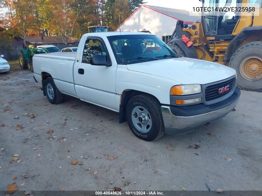 2000 GMC Sierra 1500 Sl VIN: 1GTEC14W2YE325958 Lot: 40548626