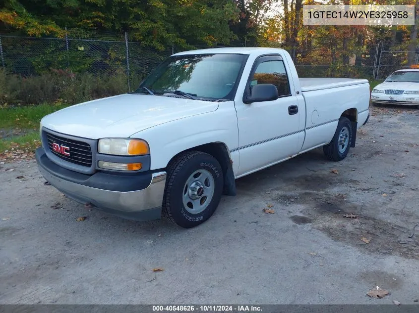 2000 GMC Sierra 1500 Sl VIN: 1GTEC14W2YE325958 Lot: 40548626