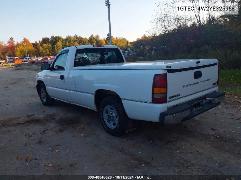 2000 GMC Sierra 1500 Sl VIN: 1GTEC14W2YE325958 Lot: 40548626