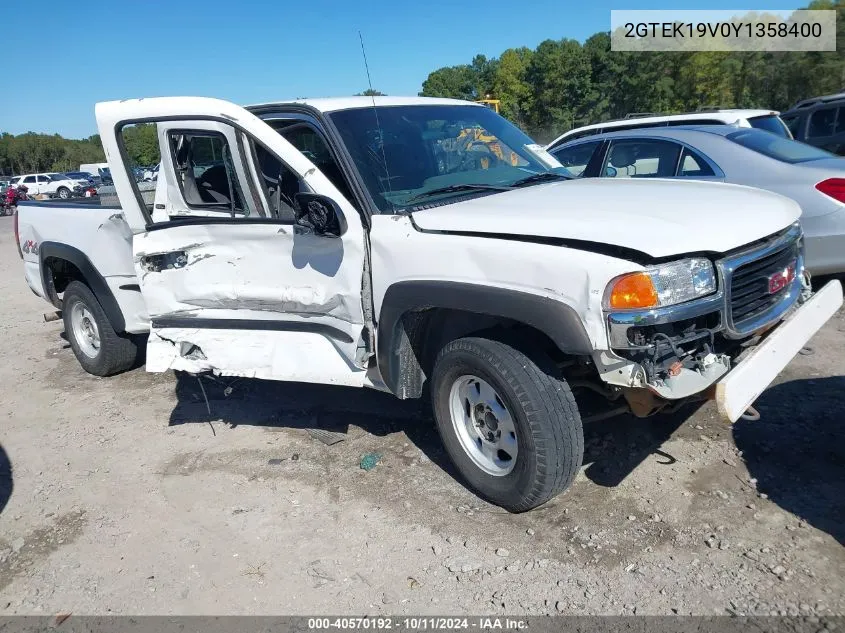 2000 GMC New Sierra 1500 Sl VIN: 2GTEK19V0Y1358400 Lot: 40570192