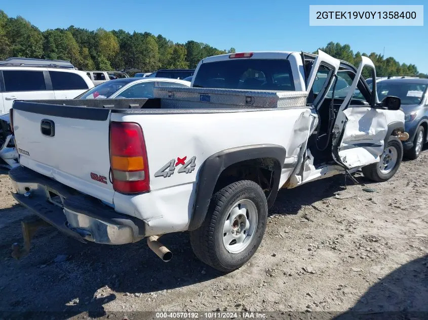 2000 GMC New Sierra 1500 Sl VIN: 2GTEK19V0Y1358400 Lot: 40570192