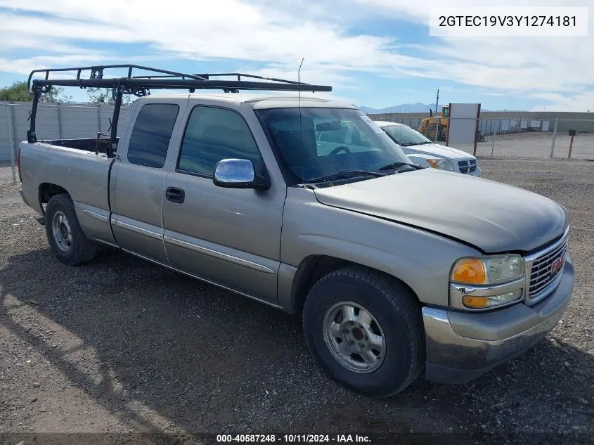 2000 GMC Sierra 1500 Sle VIN: 2GTEC19V3Y1274181 Lot: 40587248