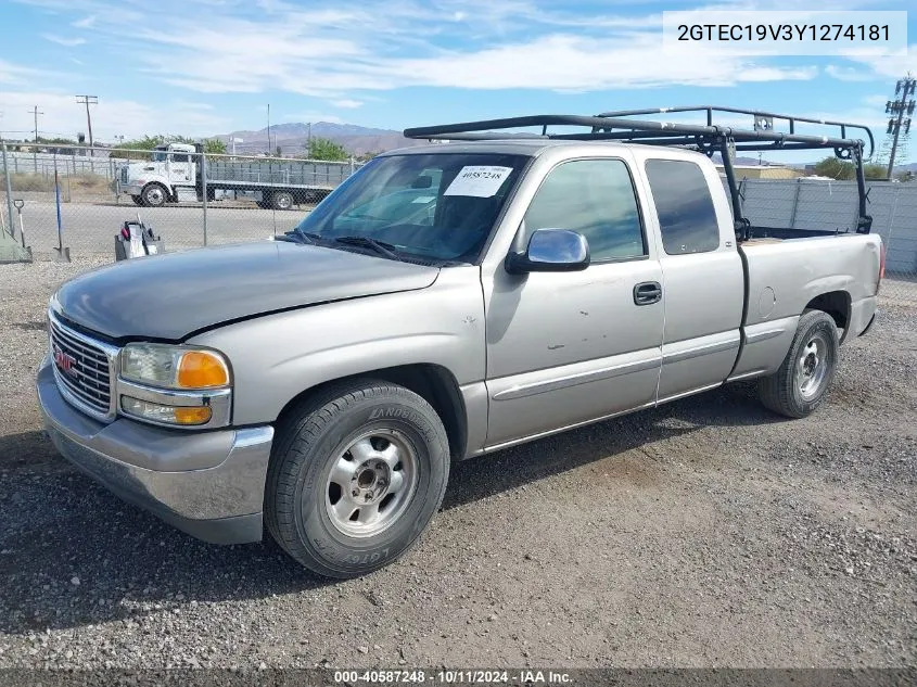 2000 GMC Sierra 1500 Sle VIN: 2GTEC19V3Y1274181 Lot: 40587248