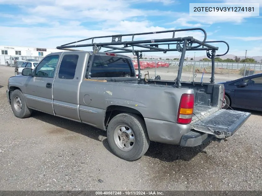 2000 GMC Sierra 1500 Sle VIN: 2GTEC19V3Y1274181 Lot: 40587248