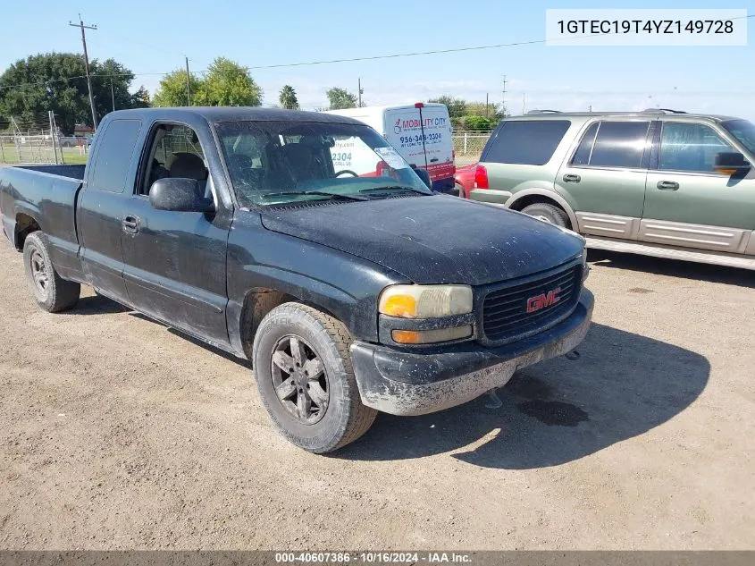 2000 GMC Sierra 1500 Sle VIN: 1GTEC19T4YZ149728 Lot: 40607386