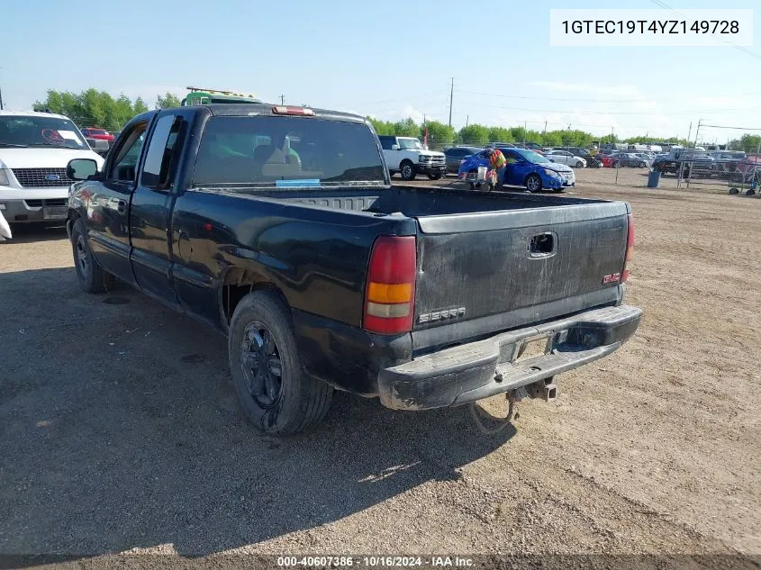 2000 GMC Sierra 1500 Sle VIN: 1GTEC19T4YZ149728 Lot: 40607386