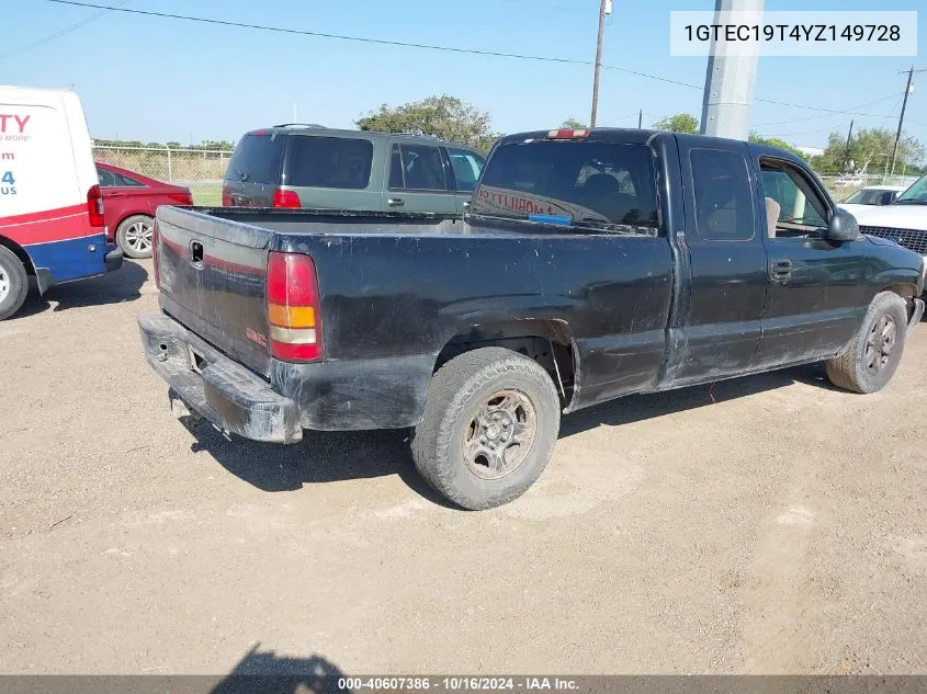 2000 GMC Sierra 1500 Sle VIN: 1GTEC19T4YZ149728 Lot: 40607386