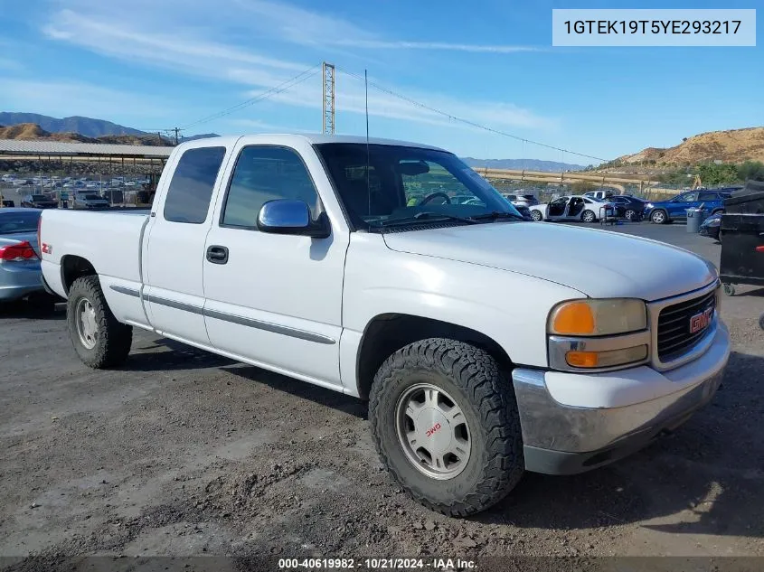 2000 GMC Sierra 1500 Sle VIN: 1GTEK19T5YE293217 Lot: 40619982