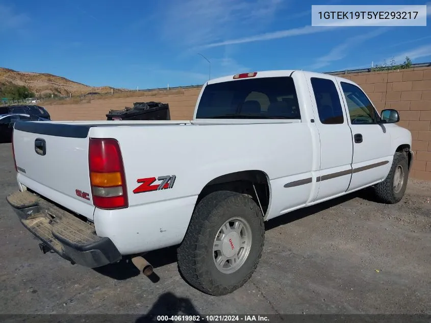 2000 GMC Sierra 1500 Sle VIN: 1GTEK19T5YE293217 Lot: 40619982