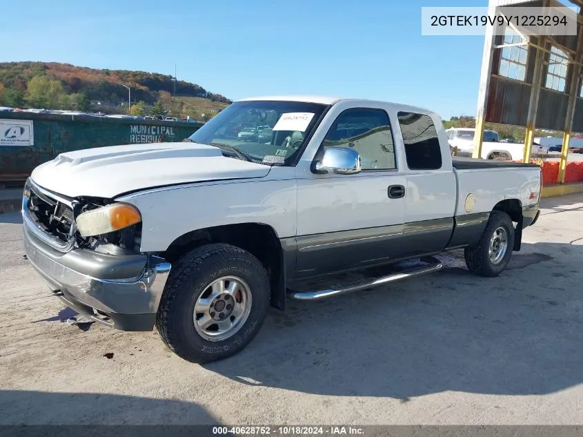 2000 GMC Sierra 1500 Sle VIN: 2GTEK19V9Y1225294 Lot: 40628752