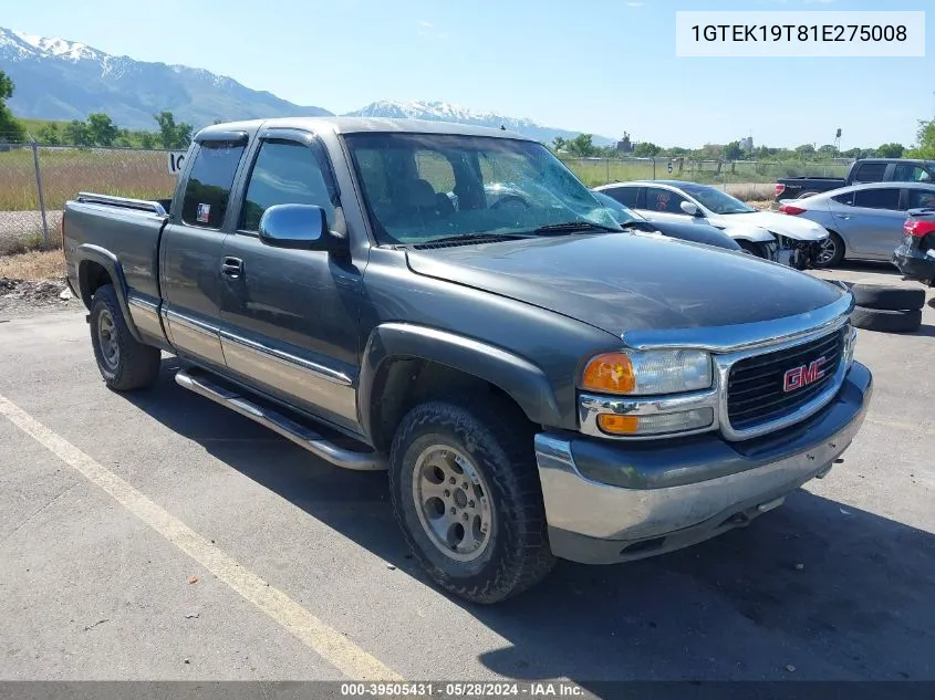 2001 GMC Sierra 1500 Sle VIN: 1GTEK19T81E275008 Lot: 39505431