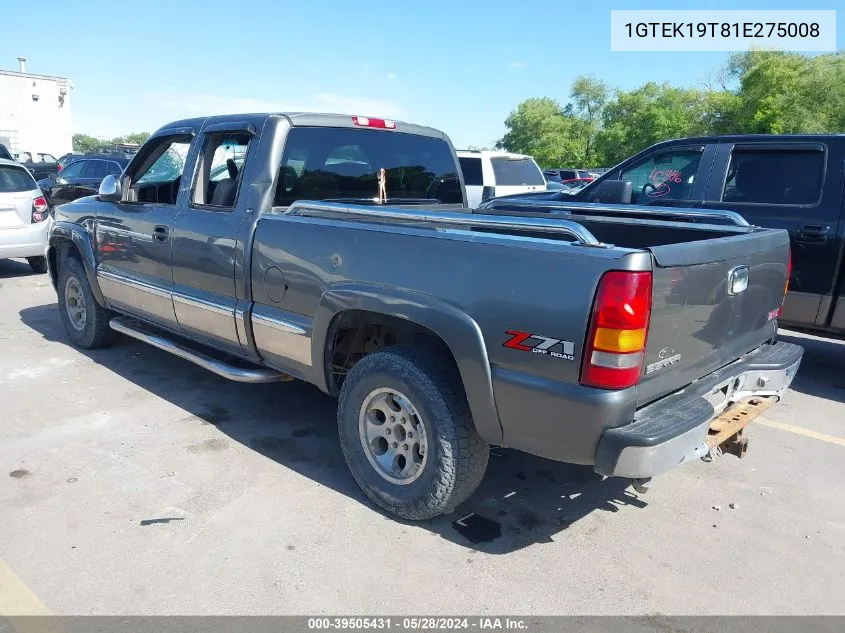 2001 GMC Sierra 1500 Sle VIN: 1GTEK19T81E275008 Lot: 39505431