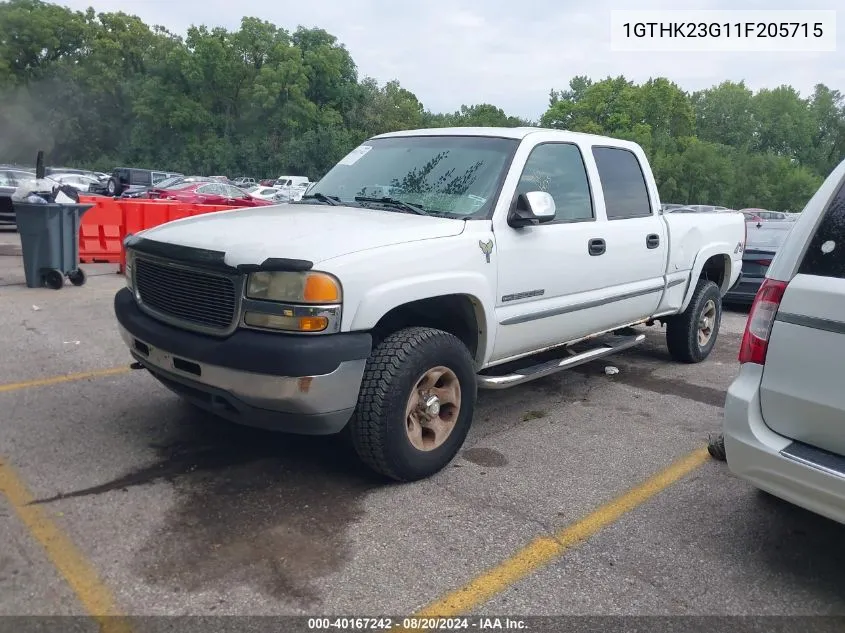 2001 GMC Sierra 2500Hd Sle VIN: 1GTHK23G11F205715 Lot: 40167242