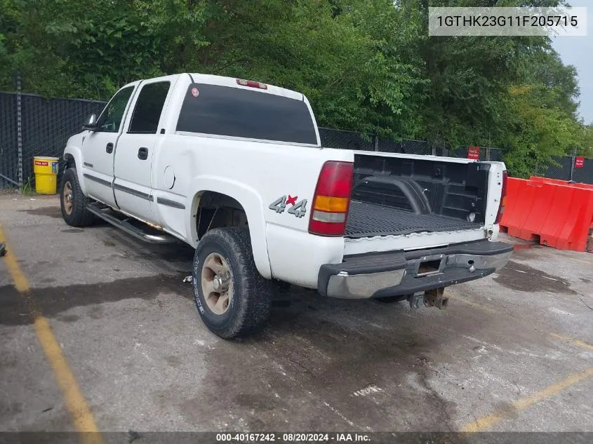 2001 GMC Sierra 2500Hd Sle VIN: 1GTHK23G11F205715 Lot: 40167242