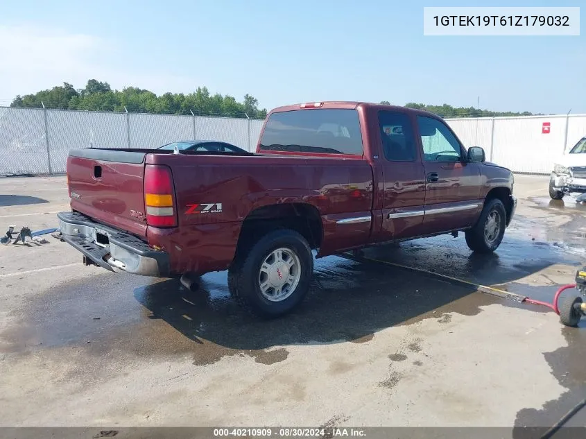 2001 GMC Sierra 1500 Sle VIN: 1GTEK19T61Z179032 Lot: 40210909