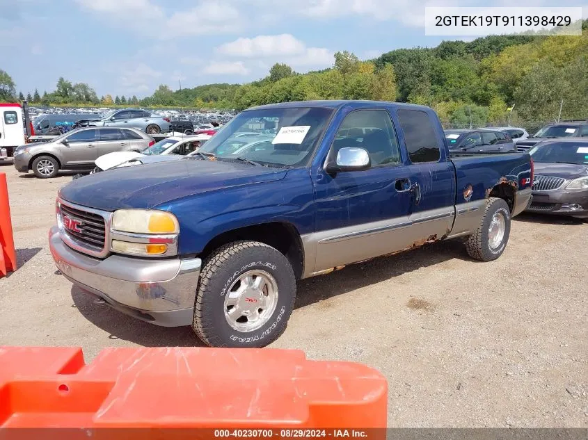 2001 GMC Sierra 1500 Sle VIN: 2GTEK19T911398429 Lot: 40230700