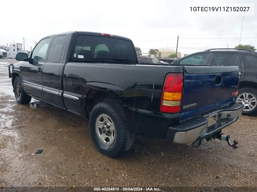 2001 GMC Sierra 1500 Sle VIN: 1GTEC19V11Z152027 Lot: 40254810