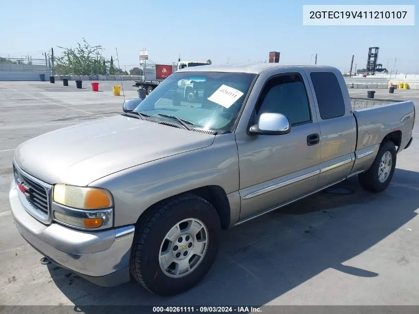 2001 GMC Sierra 1500 Sle VIN: 2GTEC19V411210107 Lot: 40261111