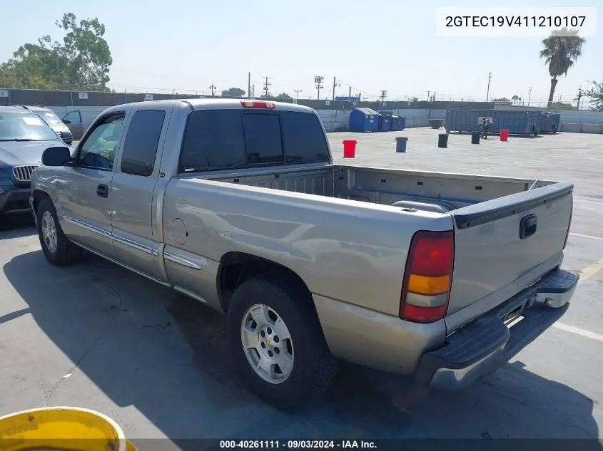 2001 GMC Sierra 1500 Sle VIN: 2GTEC19V411210107 Lot: 40261111