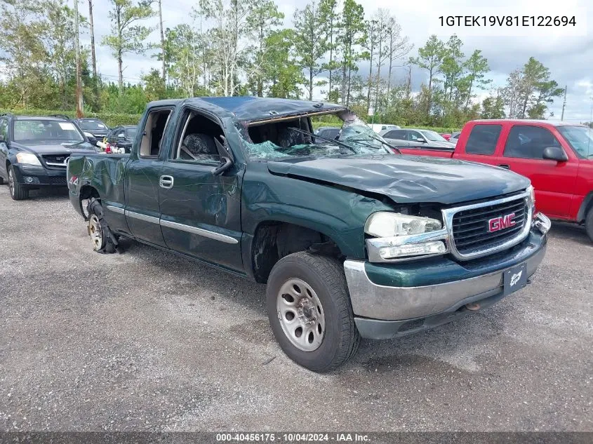 2001 GMC Sierra 1500 Sle VIN: 1GTEK19V81E122694 Lot: 40456175