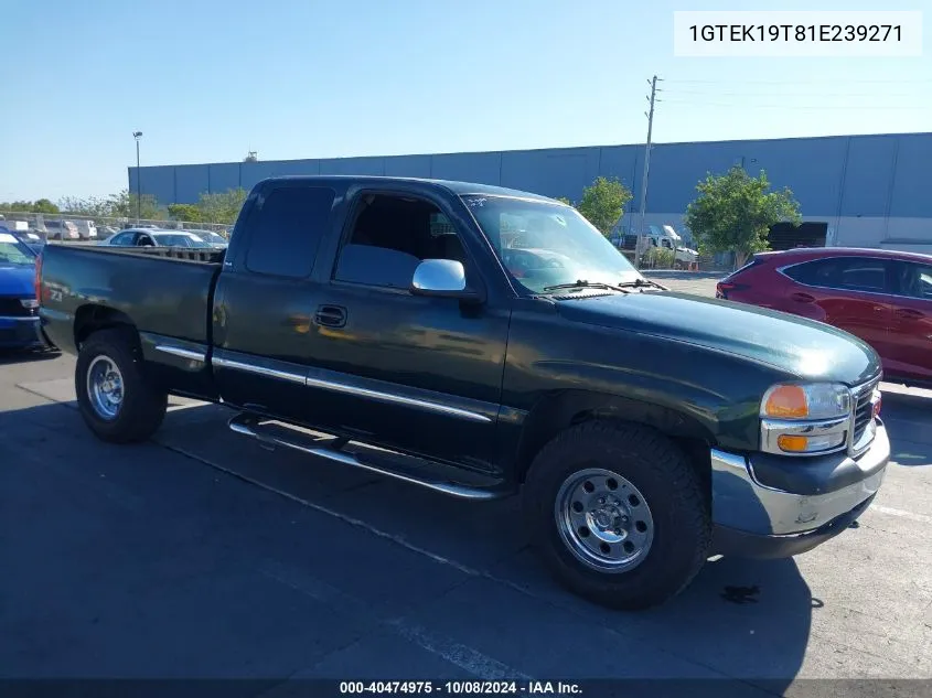 2001 GMC Sierra 1500 Sle VIN: 1GTEK19T81E239271 Lot: 40474975