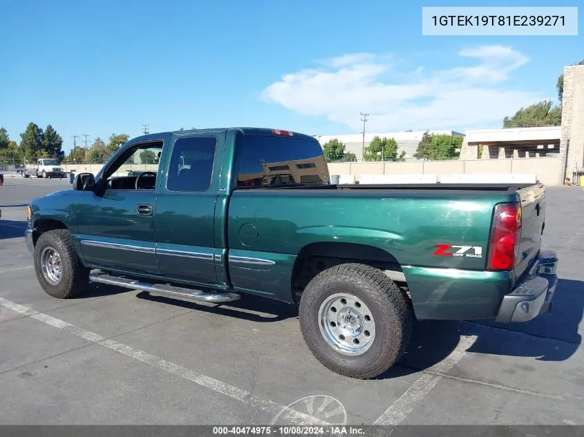 2001 GMC Sierra 1500 Sle VIN: 1GTEK19T81E239271 Lot: 40474975