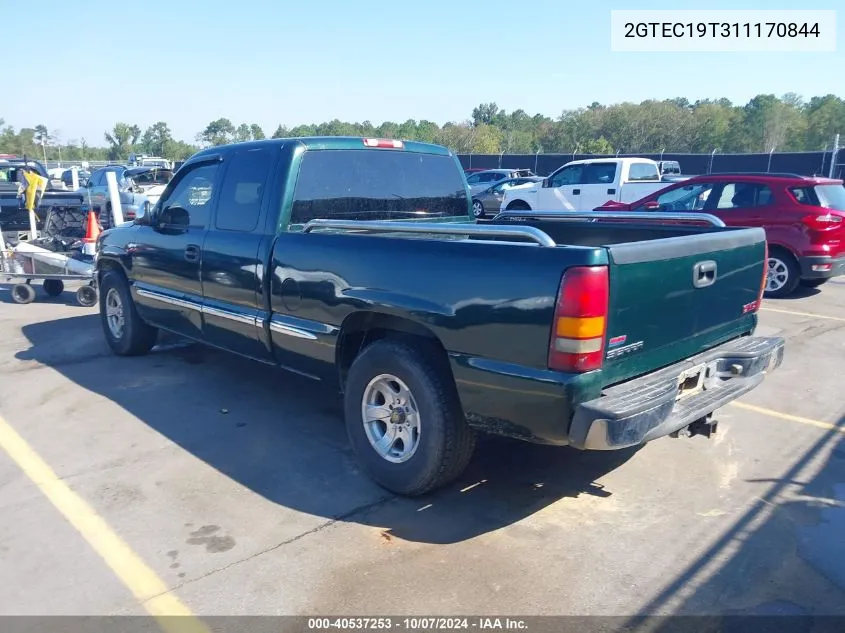 2001 GMC New Sierra C1500 VIN: 2GTEC19T311170844 Lot: 40537253