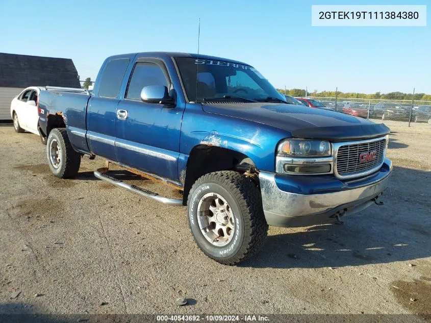 2001 GMC Sierra 1500 Sle VIN: 2GTEK19T111384380 Lot: 40543692