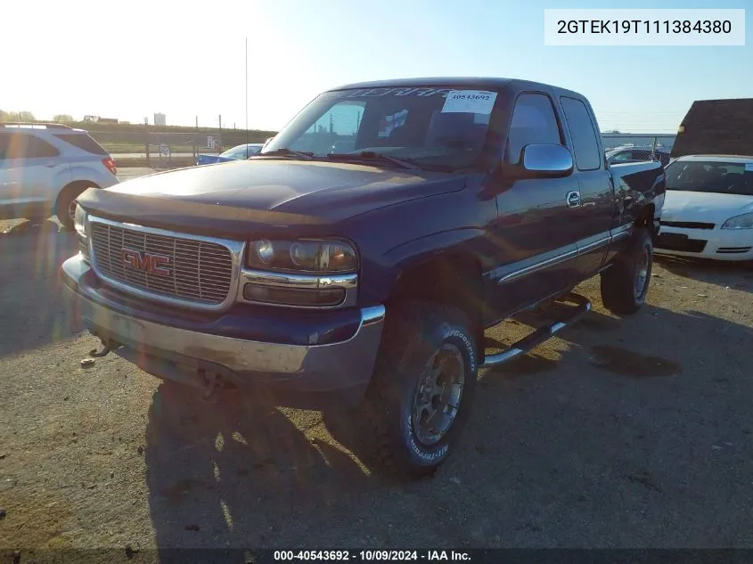 2001 GMC Sierra 1500 Sle VIN: 2GTEK19T111384380 Lot: 40543692