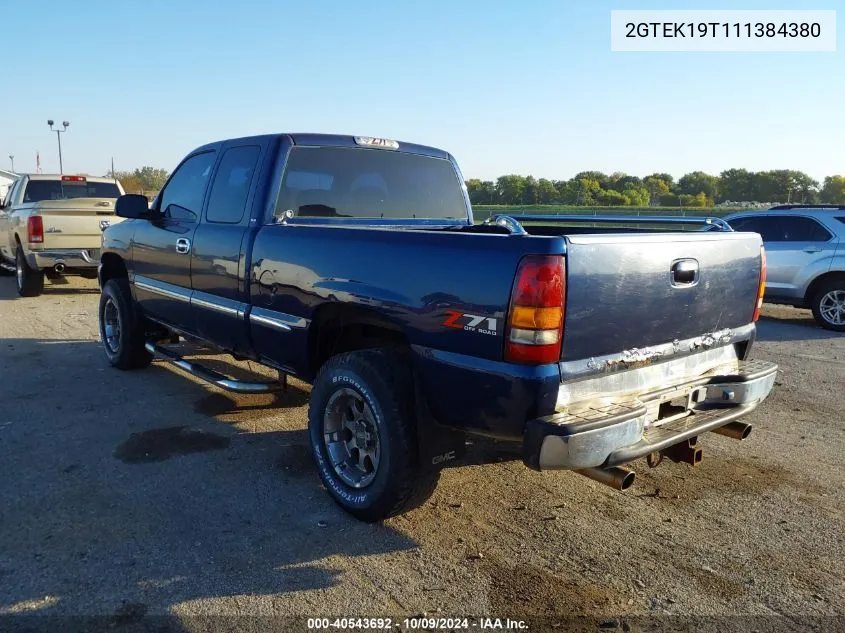 2001 GMC Sierra 1500 Sle VIN: 2GTEK19T111384380 Lot: 40543692