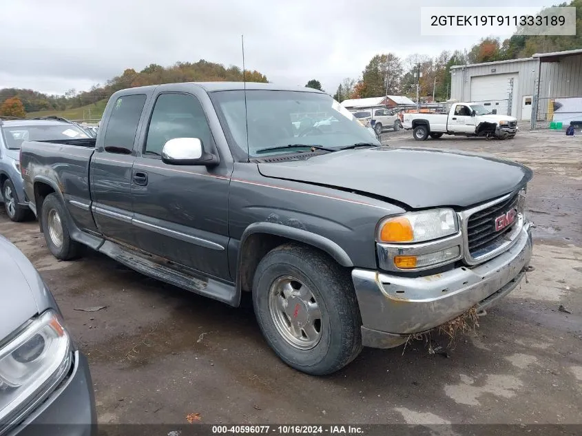 2001 GMC Sierra 1500 Sle VIN: 2GTEK19T911333189 Lot: 40596077