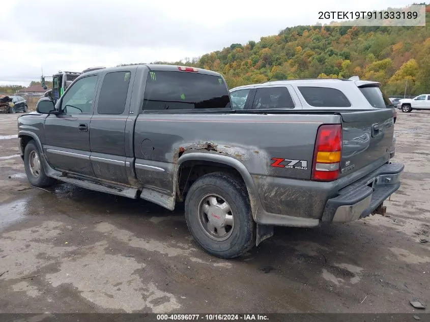 2001 GMC Sierra 1500 Sle VIN: 2GTEK19T911333189 Lot: 40596077